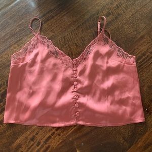 Urban pink silky cropped tank